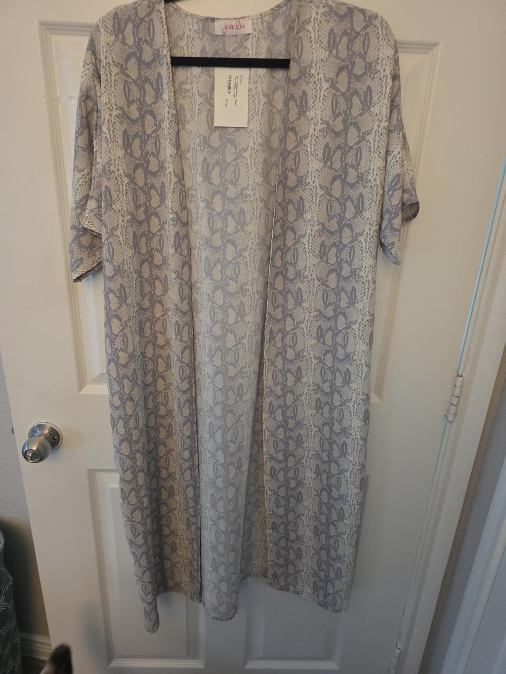 joy lab Snake-Print Open Front Swim Coverup in Light Gray